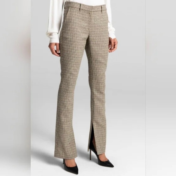 A.L.C. Pants - A.L.C. Houndstooth Pants Beige Split Leg Flare Stretch Casual Preppy Size 0
